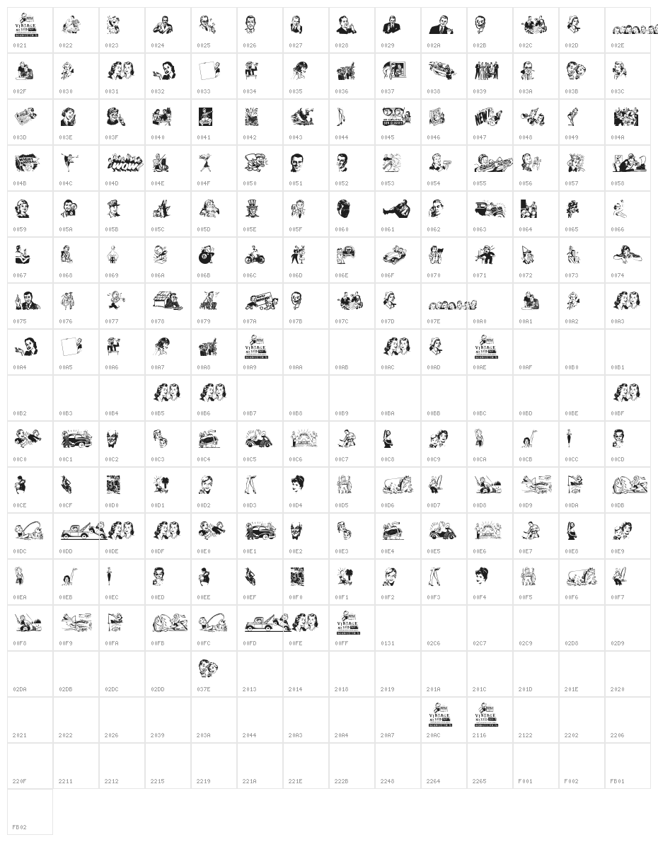 Vintage Mixed vol2 Character Map