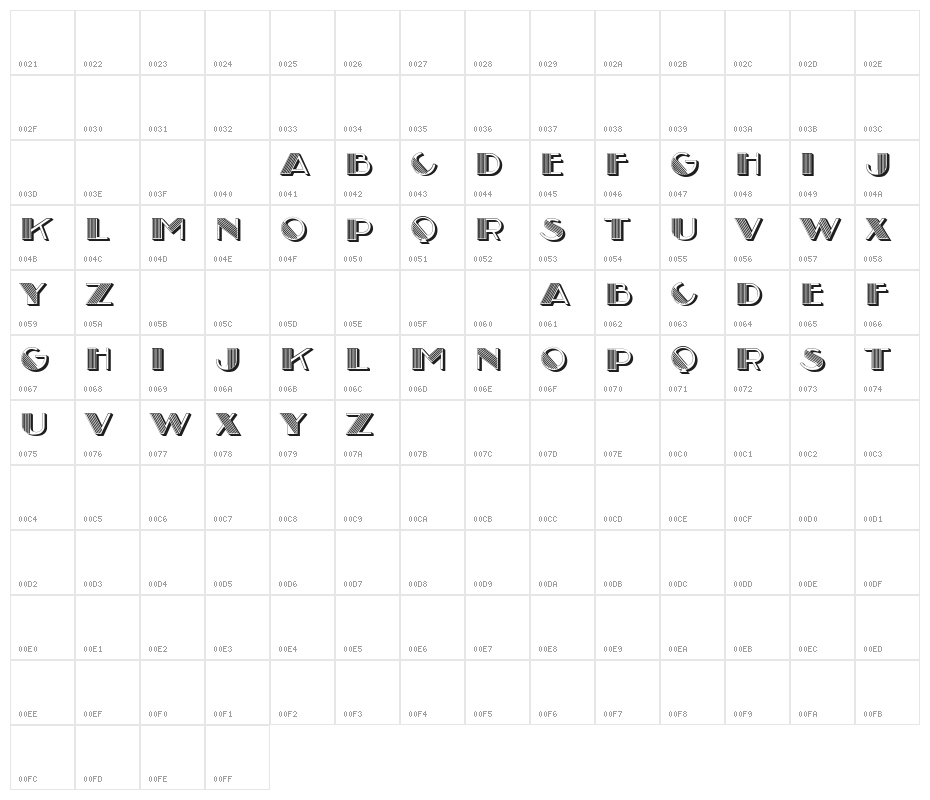 Vintage Regular Character Map