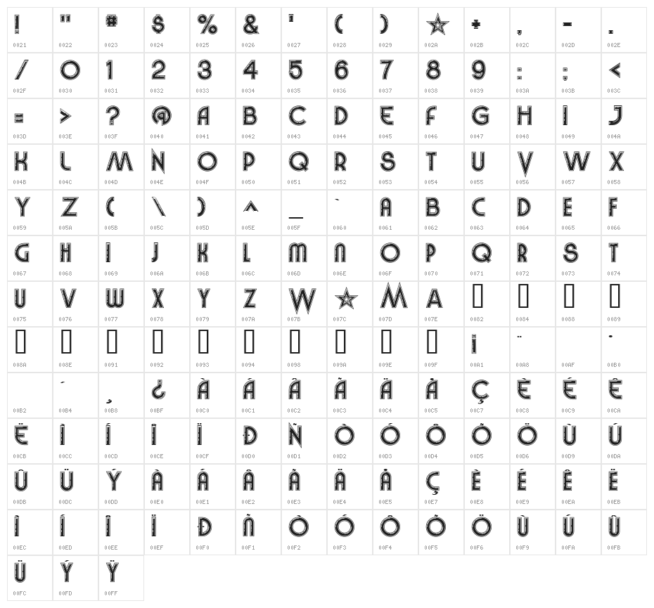 Vinyl Smooth BV Character Map