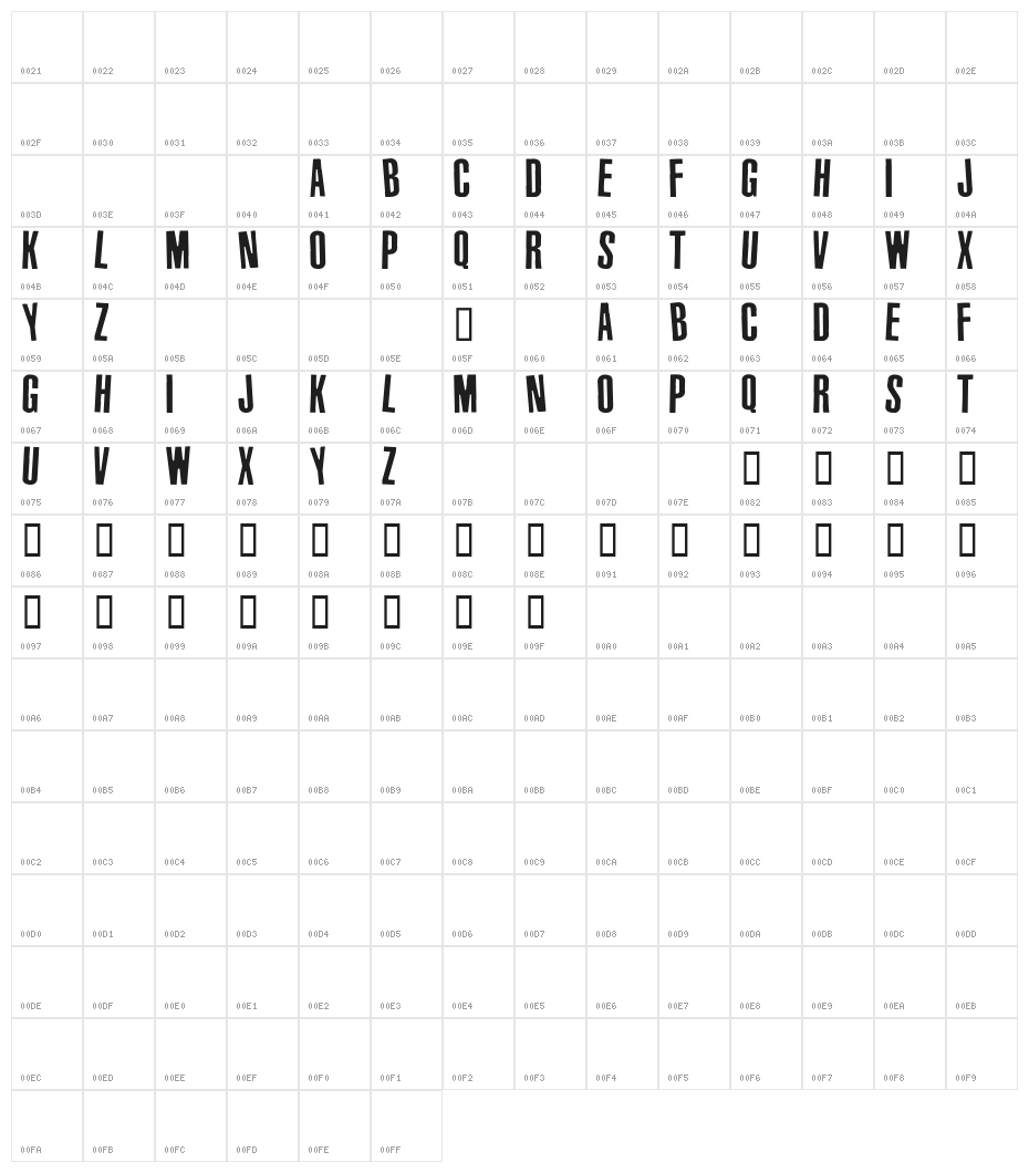 Vinyl Stickons Character Map