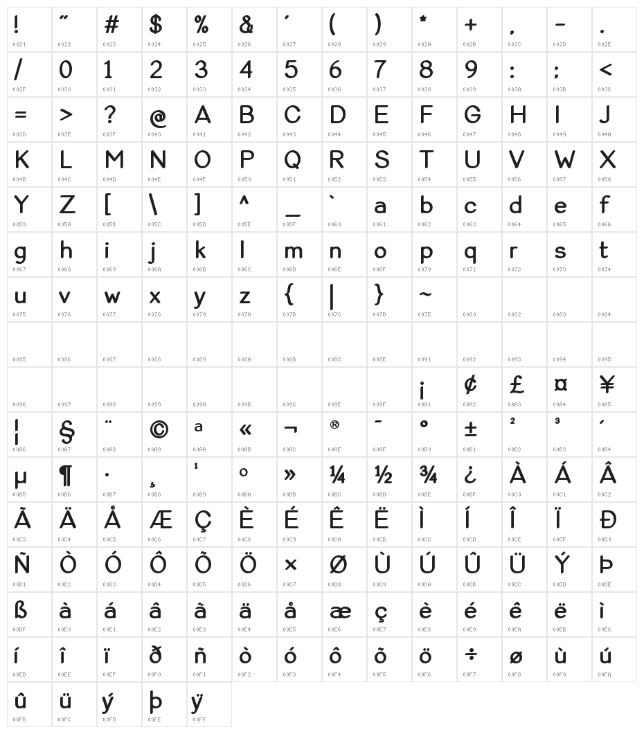Violina-SemiBold Character Map