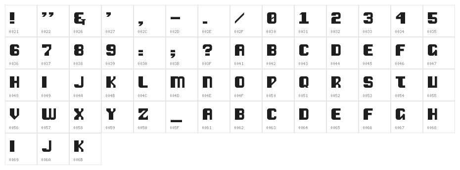 Vipond Chubby Regular Character Map
