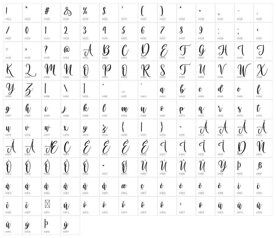 Virgi Ella Character Map