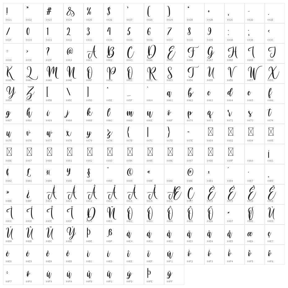 Virgi Ella Character Map