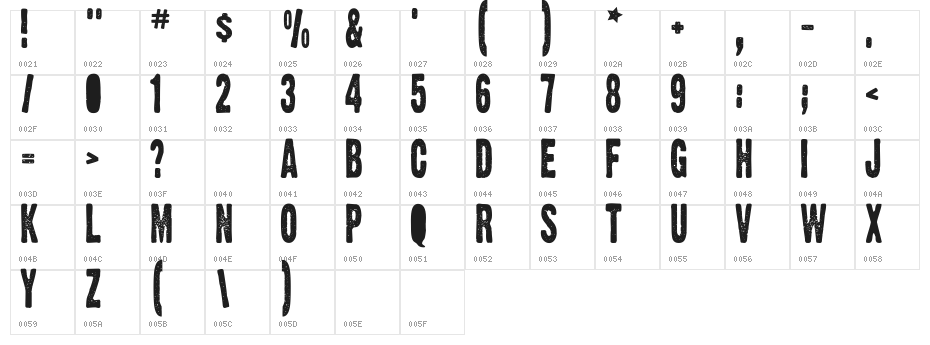 VirginiaPlain Character Map