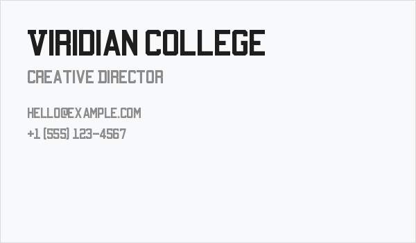 Viridian College Business Card
