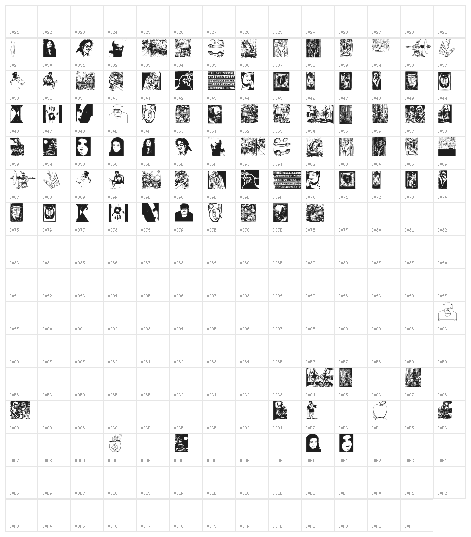 VirtualWoodcuts Character Map