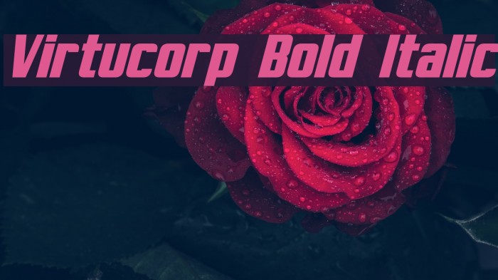 Virtucorp Bold Italic Font examples