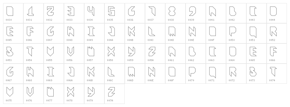 Vitreous Outline Character Map