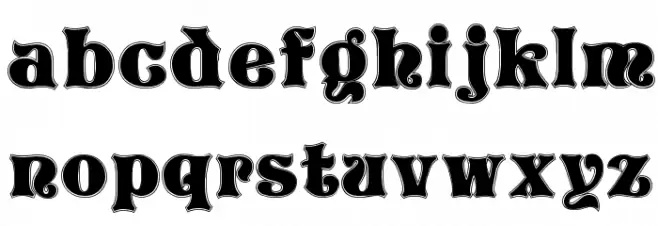 Vivian Contour Schriftart Kleinbuchstaben