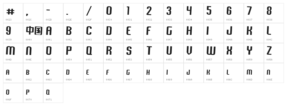 Vixene Character Map