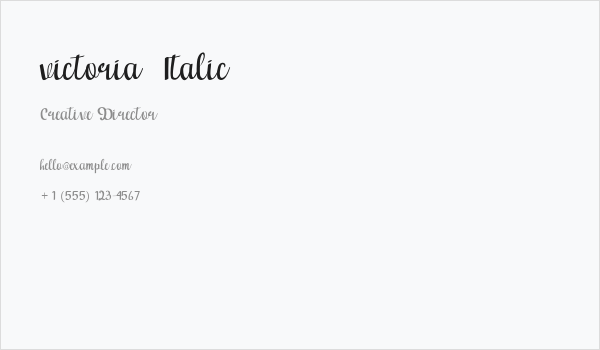 victoria  Italic Business Card