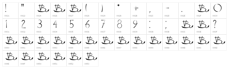 VLADOVSKIY Character Map