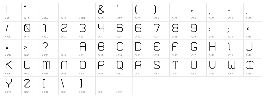 VLOBJ Bold Character Map