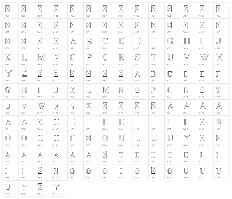Vlorens Flower DEMO Outline Character Map