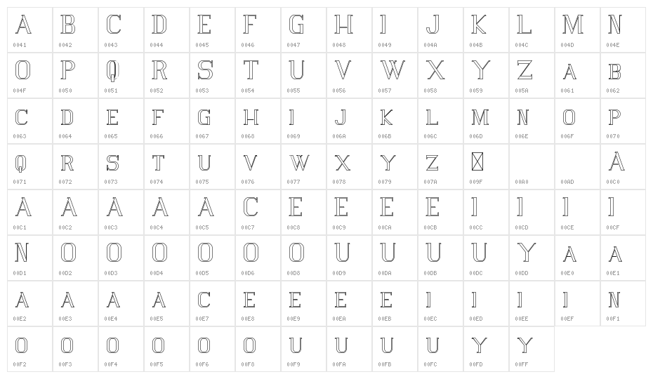 Vlorens Flower DEMO Outline Character Map