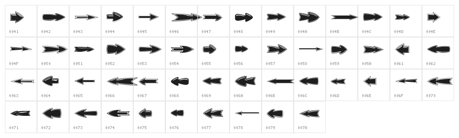 VN Arrows Regular Character Map