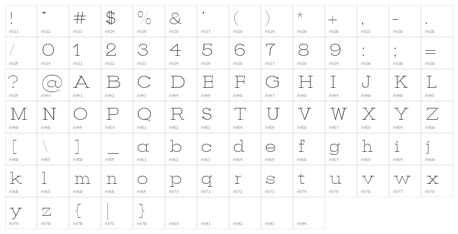 VOLLEY Character Map