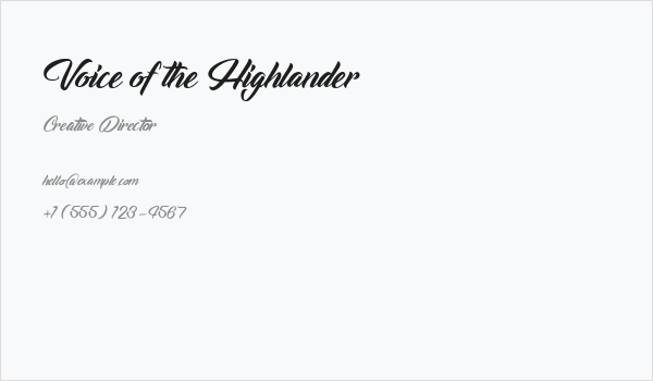 Voice of the Highlander Business Card