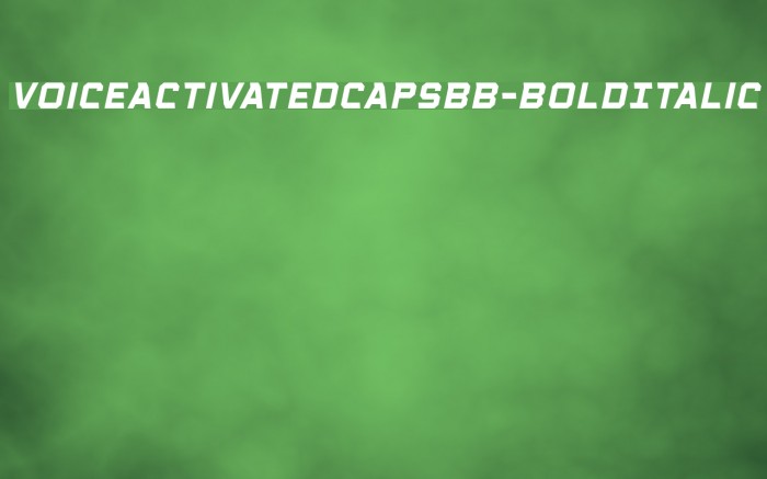 VoiceActivatedCapsBB-BoldItalic Font examples