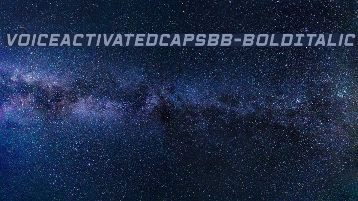 VoiceActivatedCapsBB-BoldItalic Font examples