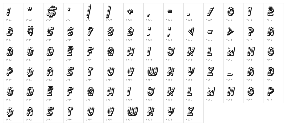 Voleur Regular Character Map