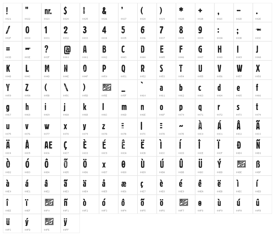 Volkszeitung 21 Character Map