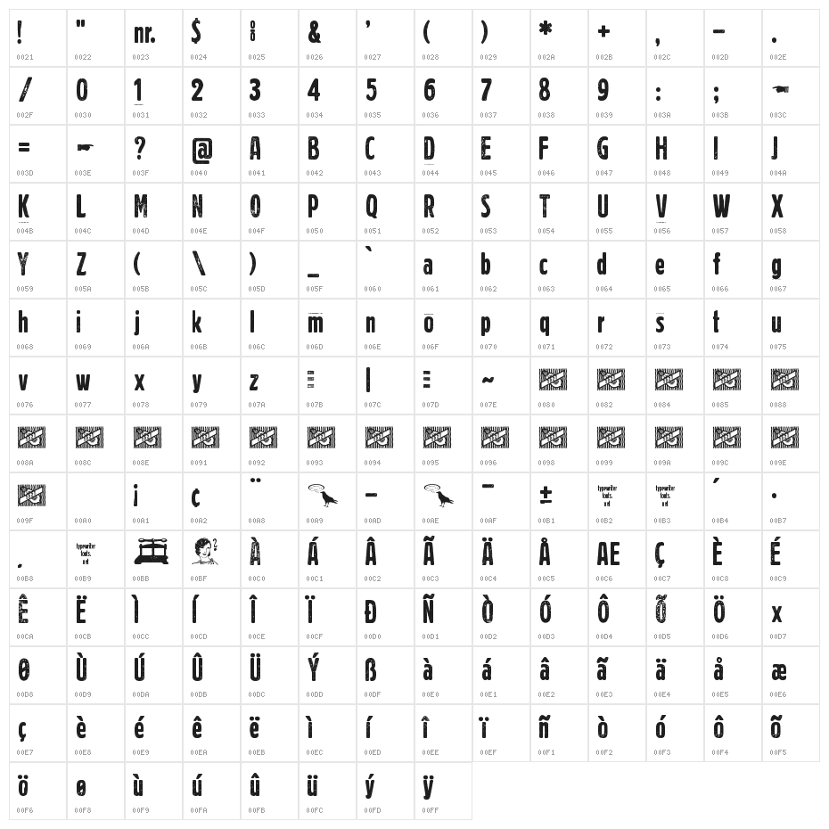 Volkszeitung 21 Character Map