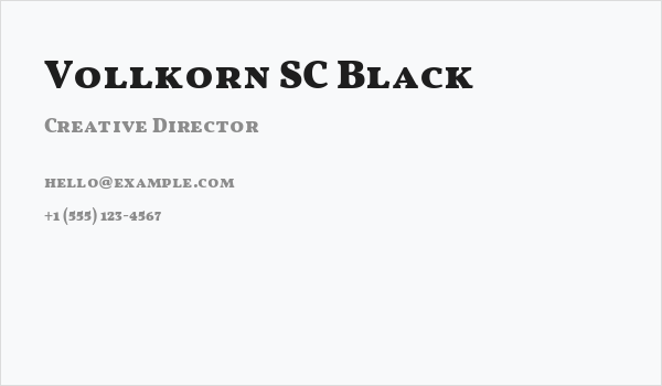 Vollkorn SC Black Business Card