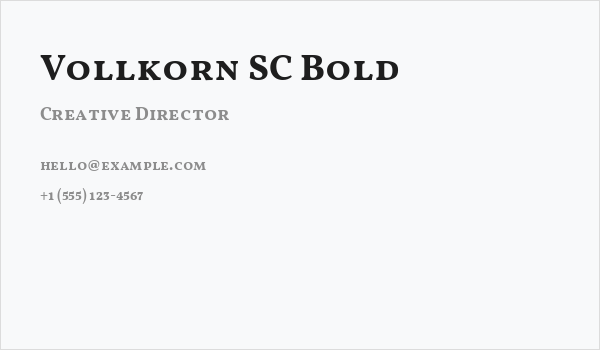 Vollkorn SC Bold Business Card