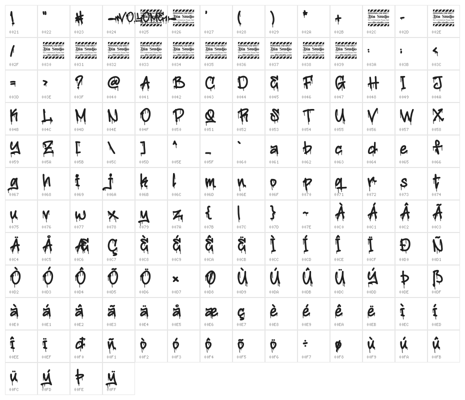 Vollome Personal Use Character Map