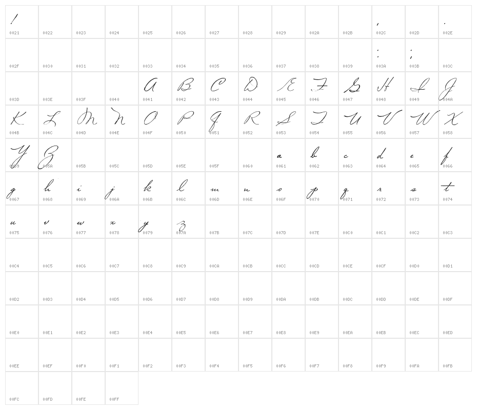 Volstead Character Map