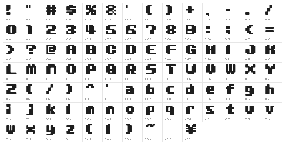 VoltAL Character Map