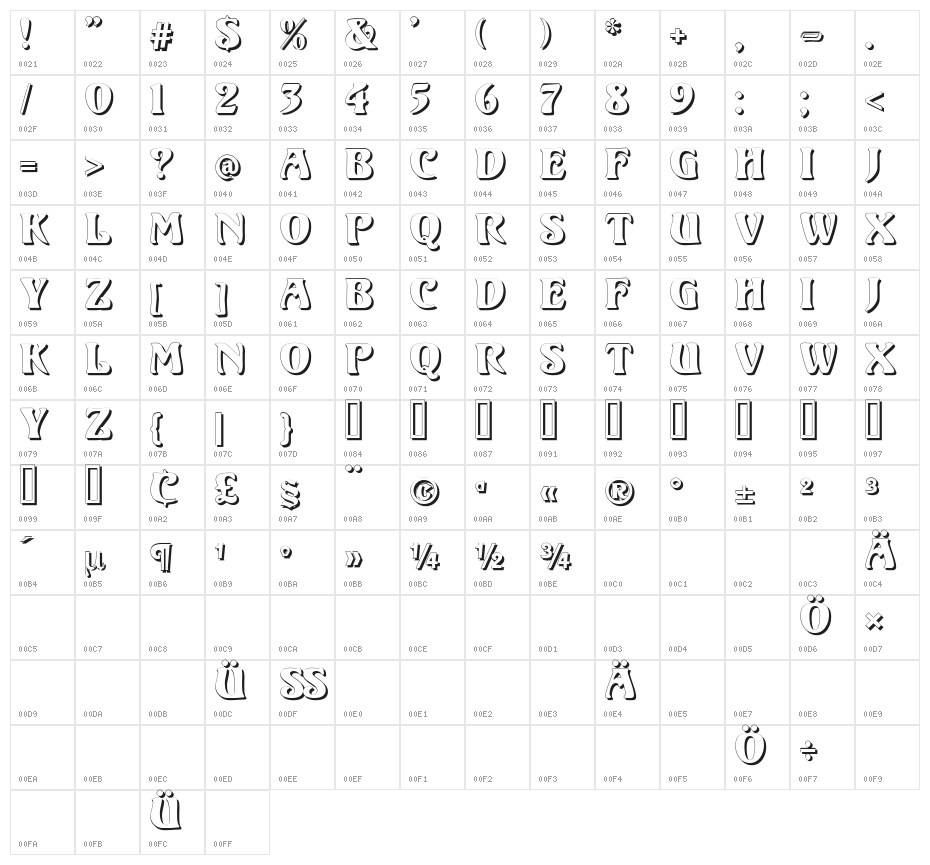 Volute Shadow Character Map