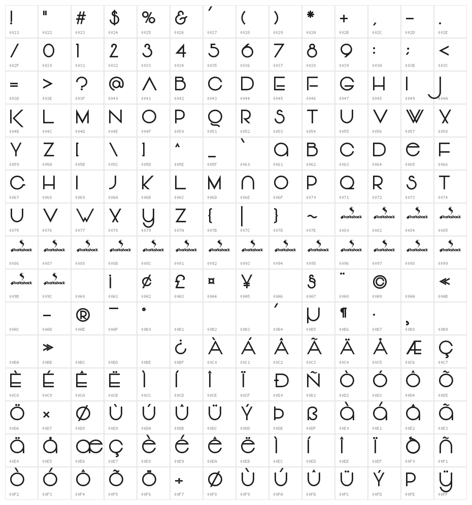 Vonique 64 Bold Character Map