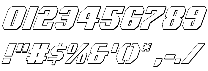 Voortrekker 3D Condensed Italic Font OTHER CHARS