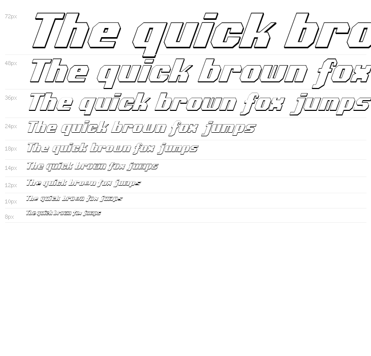 Voortrekker 3D Condensed Italic Waterfall