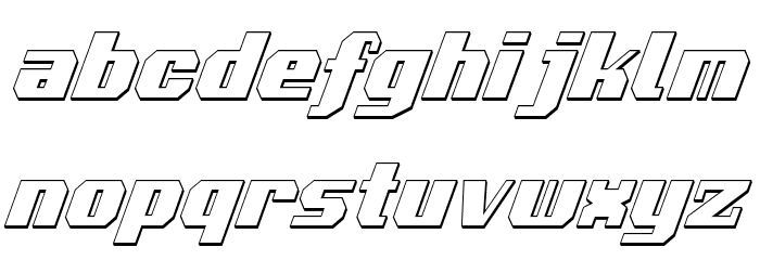 Voortrekker 3D Condensed Italic Font LOWERCASE