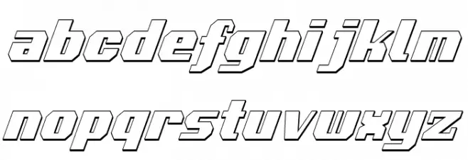 Voortrekker 3D Condensed Italic Caratteri MINUSCOLO