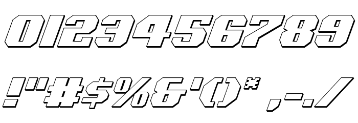 Voortrekker 3D Italic Font OTHER CHARS