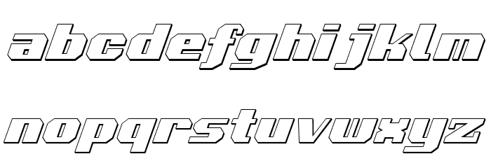 Voortrekker 3D Italic Font LOWERCASE