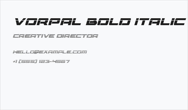 Vorpal Bold Italic Business Card