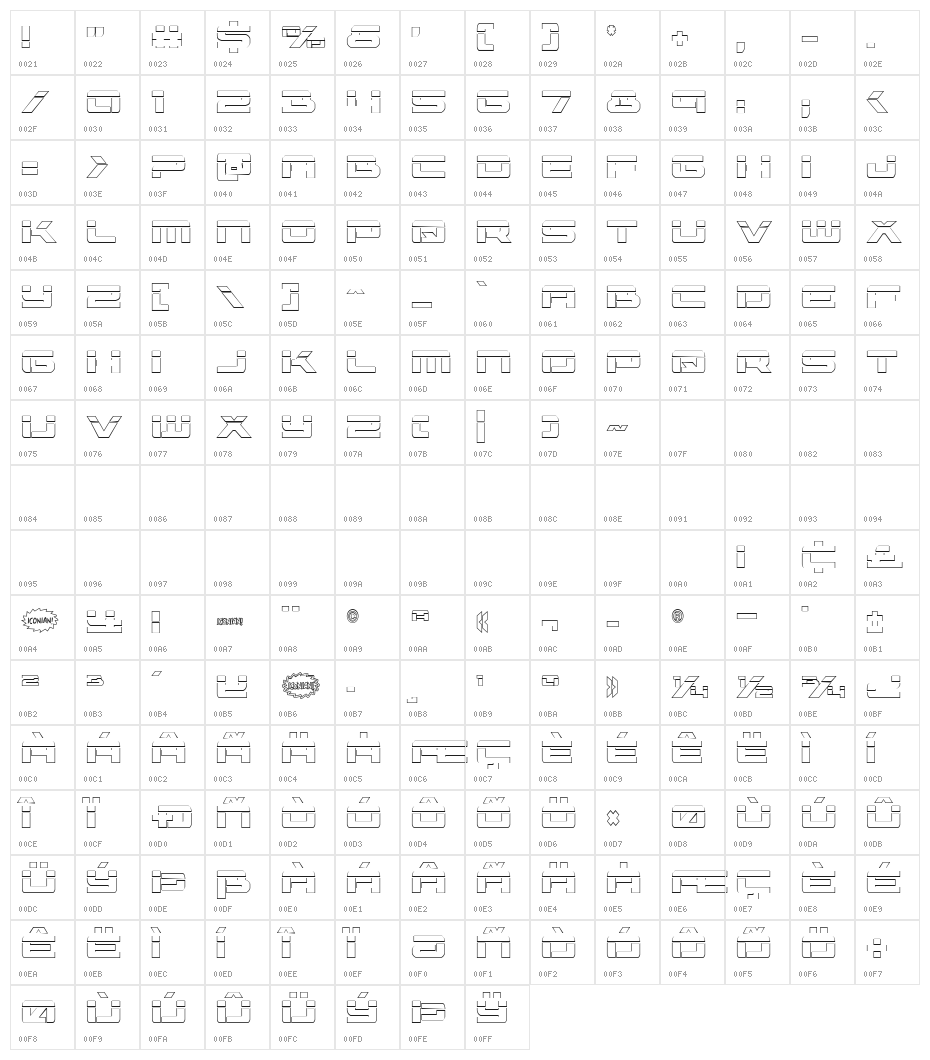 Vorpal Outline Regular Character Map