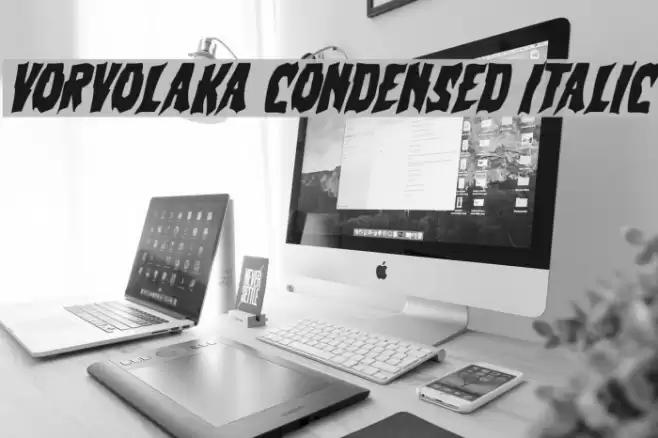 Vorvolaka Condensed Italic Font examples