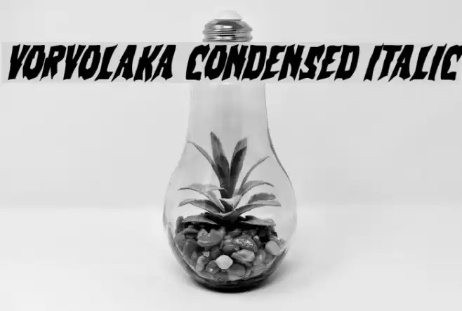 Vorvolaka Condensed Italic Font examples