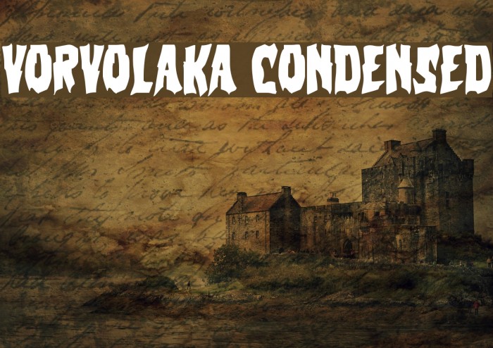 Vorvolaka Condensed Font examples