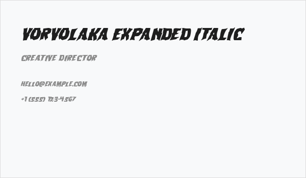 Vorvolaka Expanded Italic Business Card