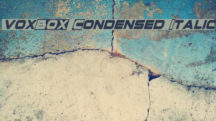 voxBOX Condensed Italic Font examples