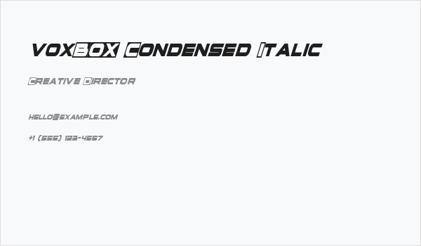 voxBOX Condensed Italic Business Card