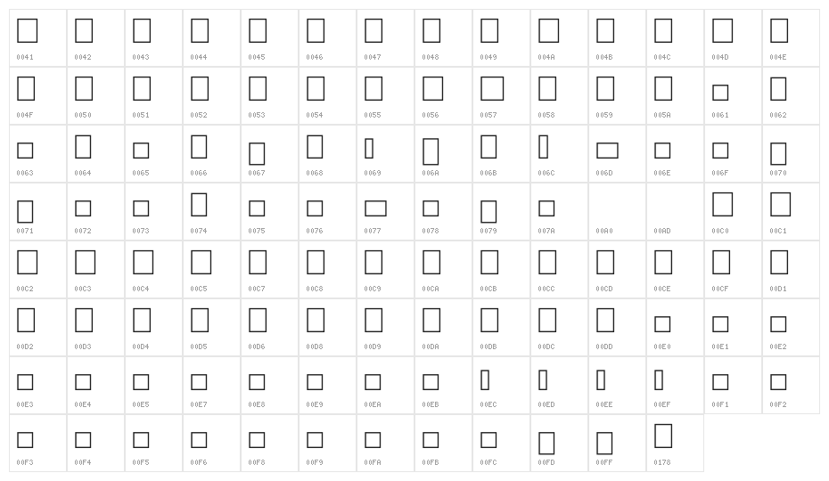 VRYN Letterbox Character Map